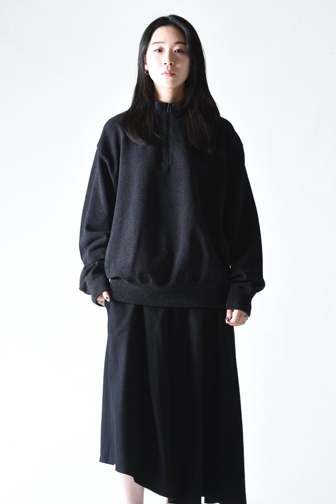 crepuscule Light Moss Stitch Half Zip Pullover Black
