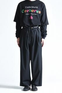 ESSAY WIDE TUCK DRAPE SLACKS Black