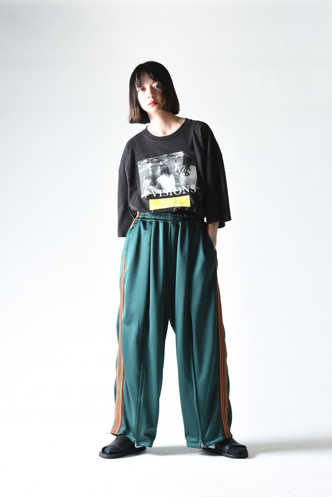 Leh Zip Wide Track Pants Green Size:S - BISHOOL,Edwina Horl,My Beautiful  Landlet,YANTOR等取扱い OVIE STUDIO の通販サイト