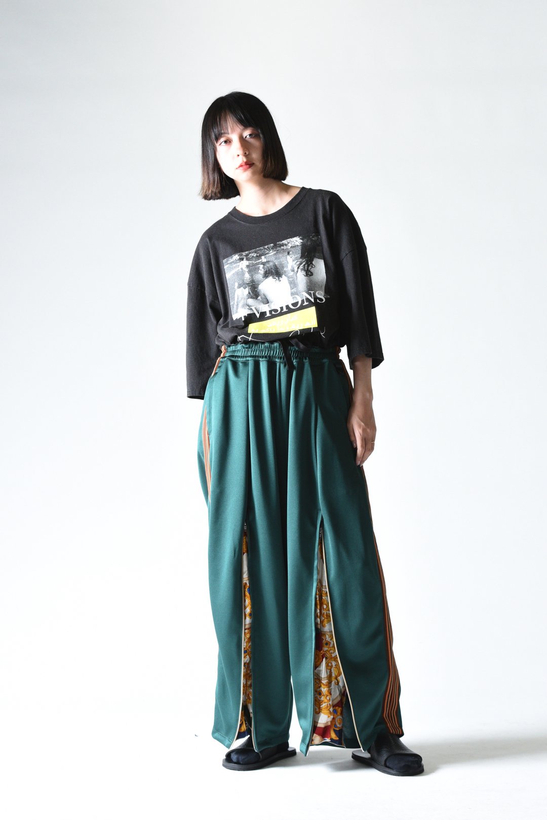 Leh Zip Wide Track Pants Green Size:S - BISHOOL,Edwina Horl,My Beautiful  Landlet,YANTOR等取扱い OVIE STUDIO の通販サイト