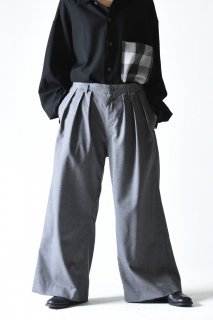 NEPHOLOGIST Super 100's Wool 3 Tuck Straight Slacks gray