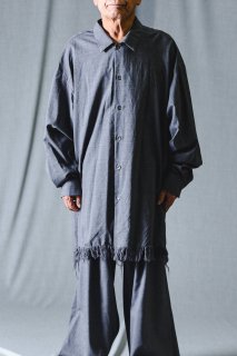 NEPHOLOGIST Hand Fringe Craftsman Shirt gray