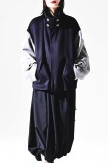 NEPHOLOGIST Wool Beaver High-Neck Blouson navy  gray