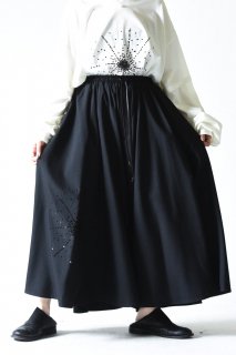 BISHOOL Sequins Embroidery Wool Gabardine Drape Pants 