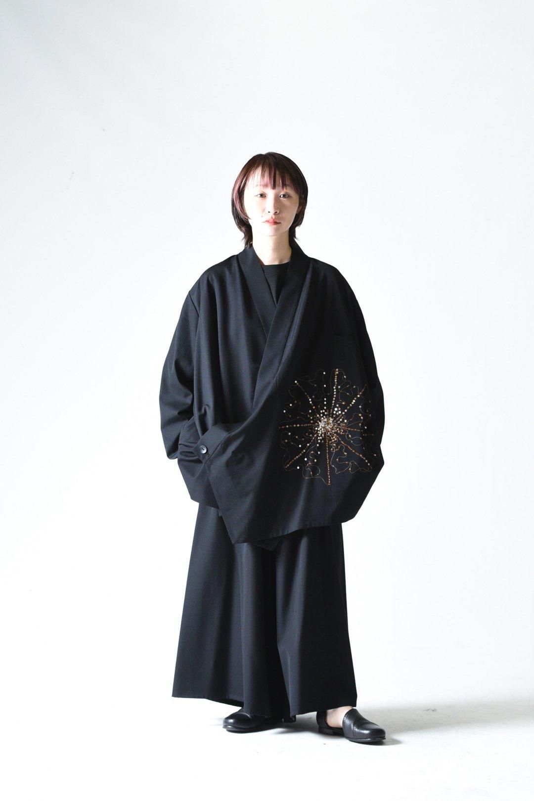 BISHOOL Sequins Embroidery Wool Gabardine KIMONO Jacket BISHOOL Sequins Embroidery Wool Gabardine KIMONO Jacket