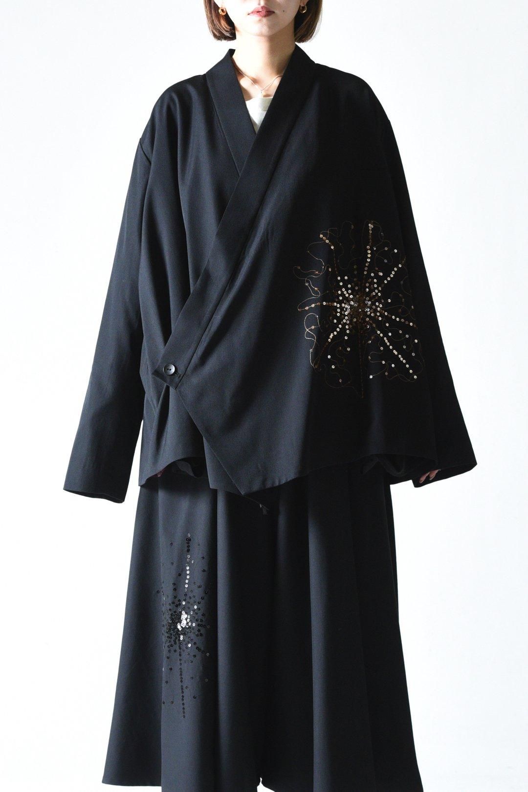 BISHOOL Wool Gabardine KIMONO Sleeve Stand Jacket - BISHOOL