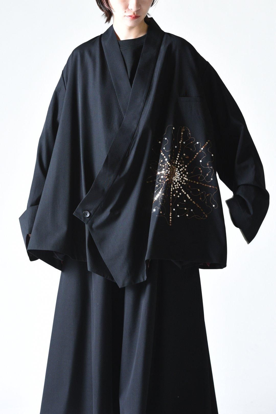 驚きの価格が実現！ BISHOOL Sequins Jacket KIMONO Gabardine Wool Embroidery ジャケット・アウター