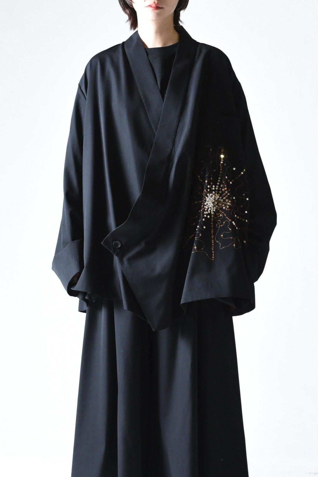 BISHOOL Sequins Embroidery Wool Gabardine KIMONO Jacket