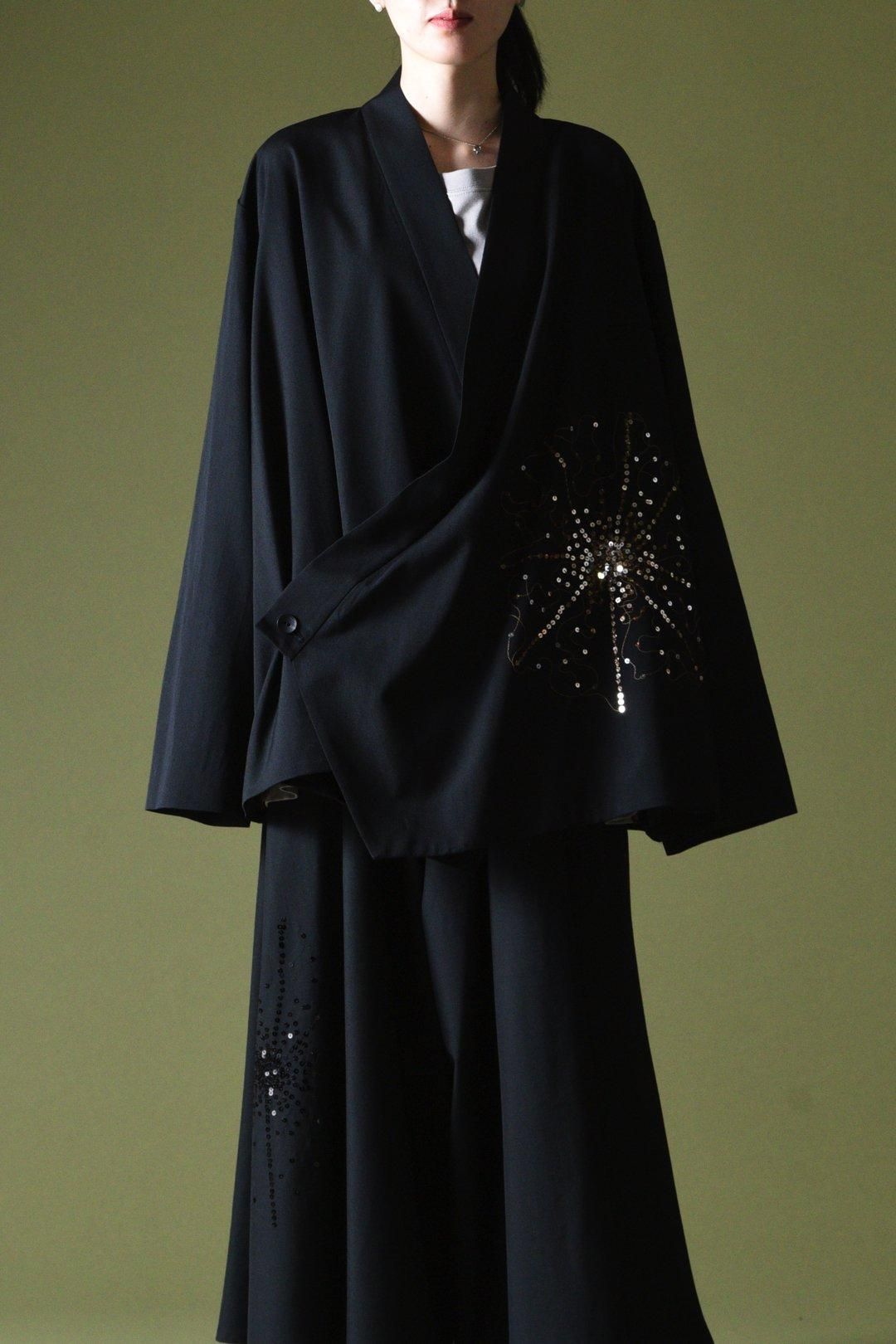 Wool Gabardine KIMONO Drape Jacket - BISHOOL