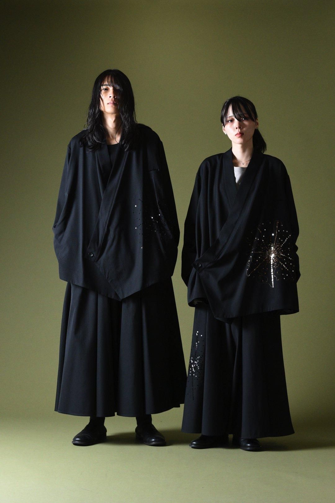 BISHOOL Sequins Embroidery Wool Gabardine KIMONO Jacket BISHOOL Sequins Embroidery Wool Gabardine KIMONO Jacket