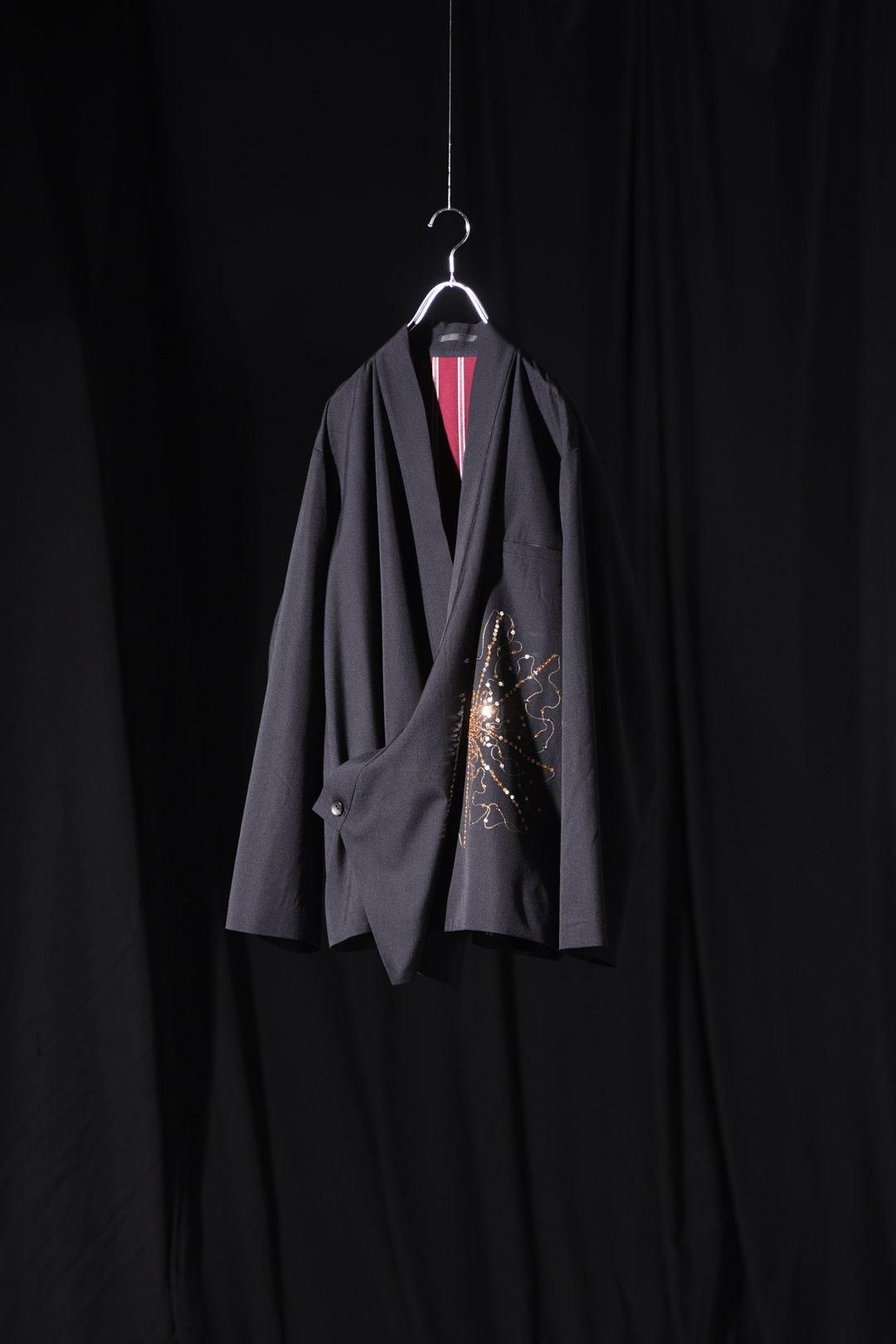BISHOOL Sequins Embroidery Wool Gabardine KIMONO Jacket BISHOOL Sequins Embroidery Wool Gabardine KIMONO Jacket