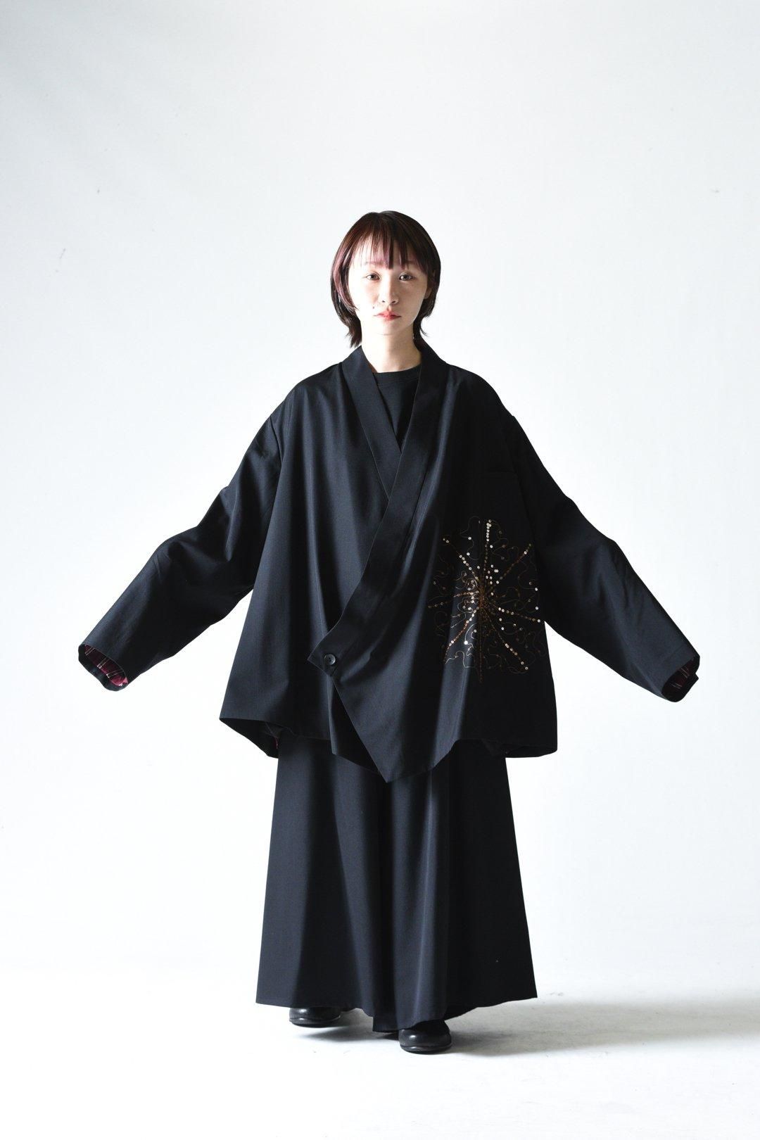 BISHOOL Sequins Embroidery Wool Gabardine KIMONO Jacket