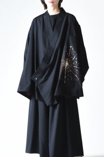 BISHOOL Sequins Embroidery Wool Gabardine KIMONO Jacket