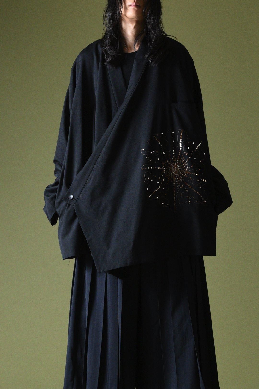 ジャケット・アウター BISHOOL Wool Gabardine KIMONO Jacket BISHOOL Sequins Embroidery Wool Gabardine KIMONO Over Jacket