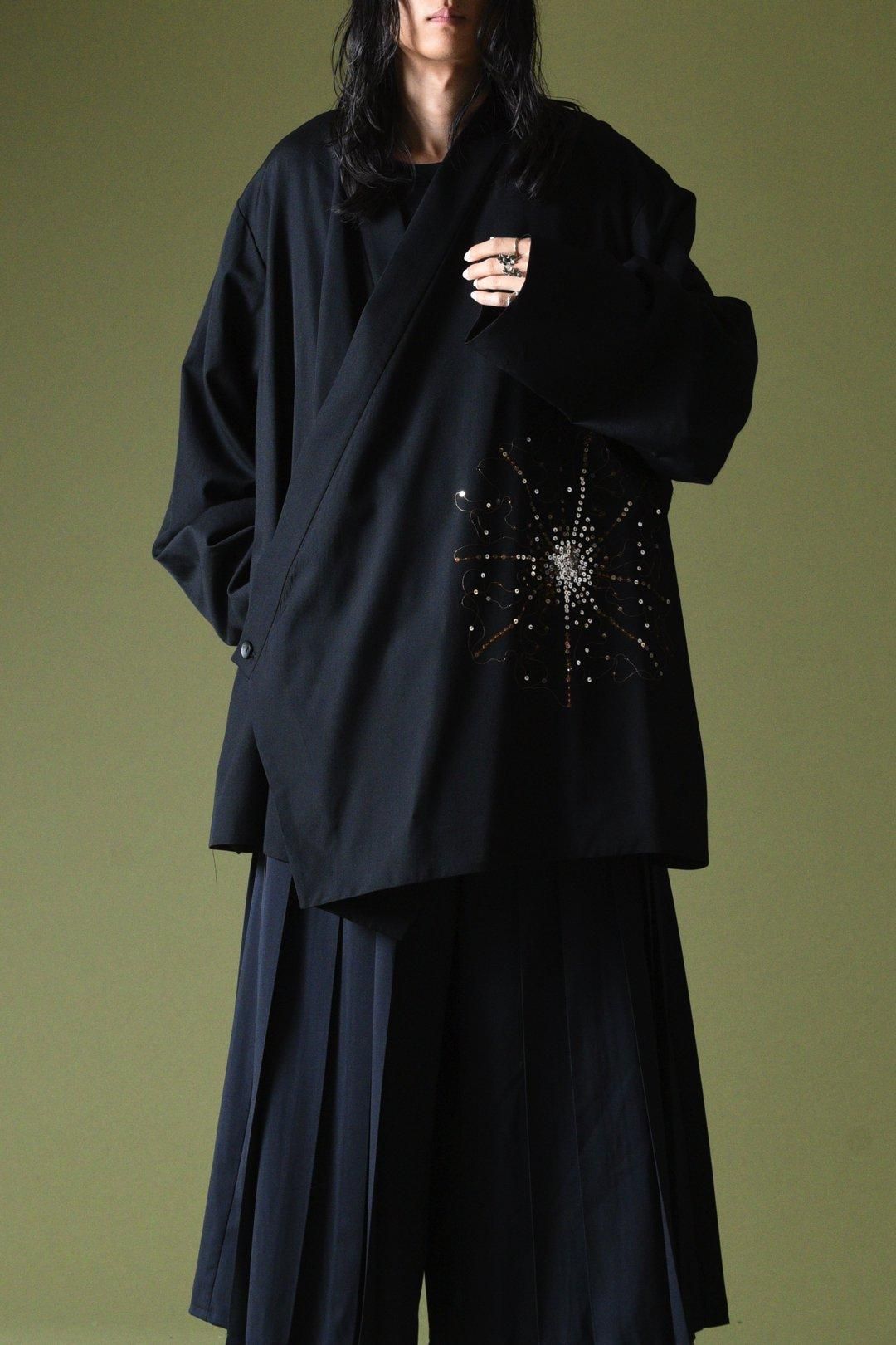BISHOOL Sequins Embroidery Wool Gabardine KIMONO Over Jacket