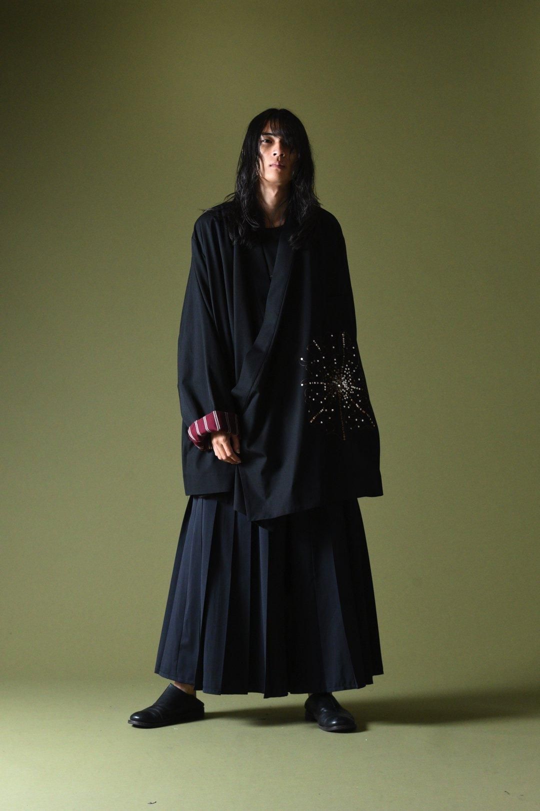 BISHOOL ウールギャバジン 着物 ジャケット 花火 BISHOOL Sequins Embroidery Wool Gabardine KIMONO Over Jacket