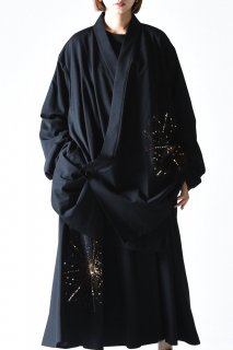 BISHOOL Sequins Embroidery Wool Gabardine KIMONO Over Jacket