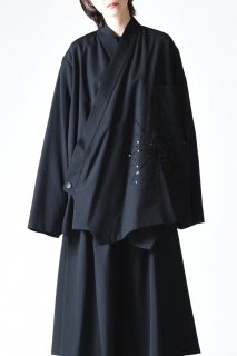 BISHOOL Sequins Embroidery Wool Gabardine KIMONO Jacket