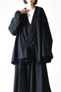 BISHOOL Sequins Embroidery Wool Gabardine KIMONO Over Jacket