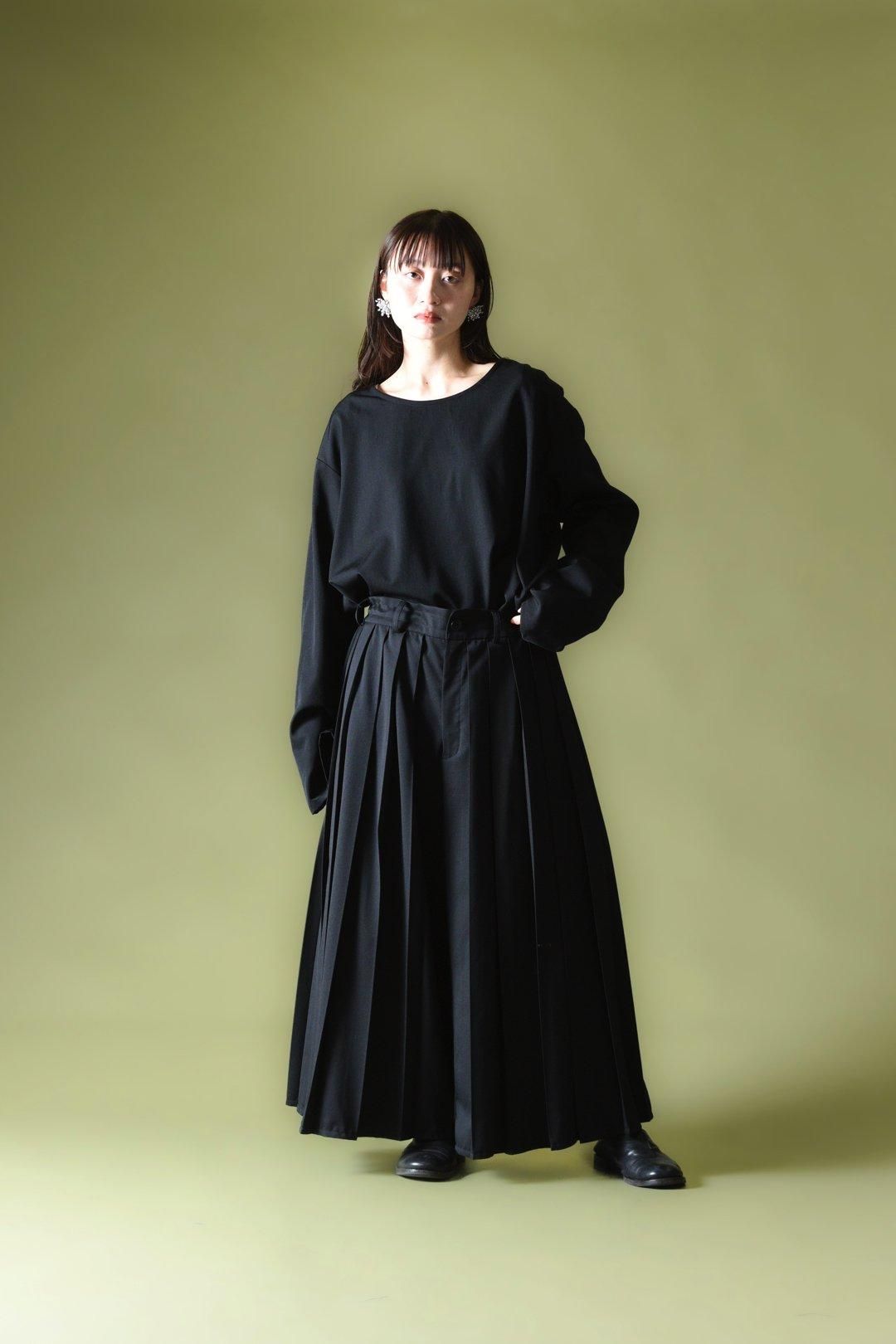 【最終値下げ】BISHOOL プリーツ袴パンツ BISHOOL Wool Gabardine Wide Pleats 袴 Pants black - BISHOOL