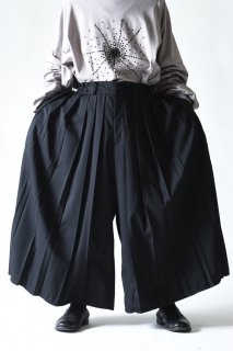 BISHOOL  Wool Gabardine Wide Pleats  Pants black