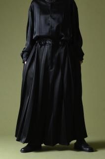 BISHOOL Drape Acetate Wide Pleats  Pants black