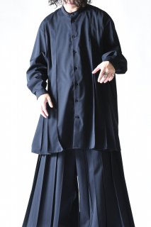 BISHOOL Wool Gabardine  Shirt dark navy