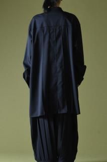 BISHOOL Wool Gabardine  Shirt dark navy