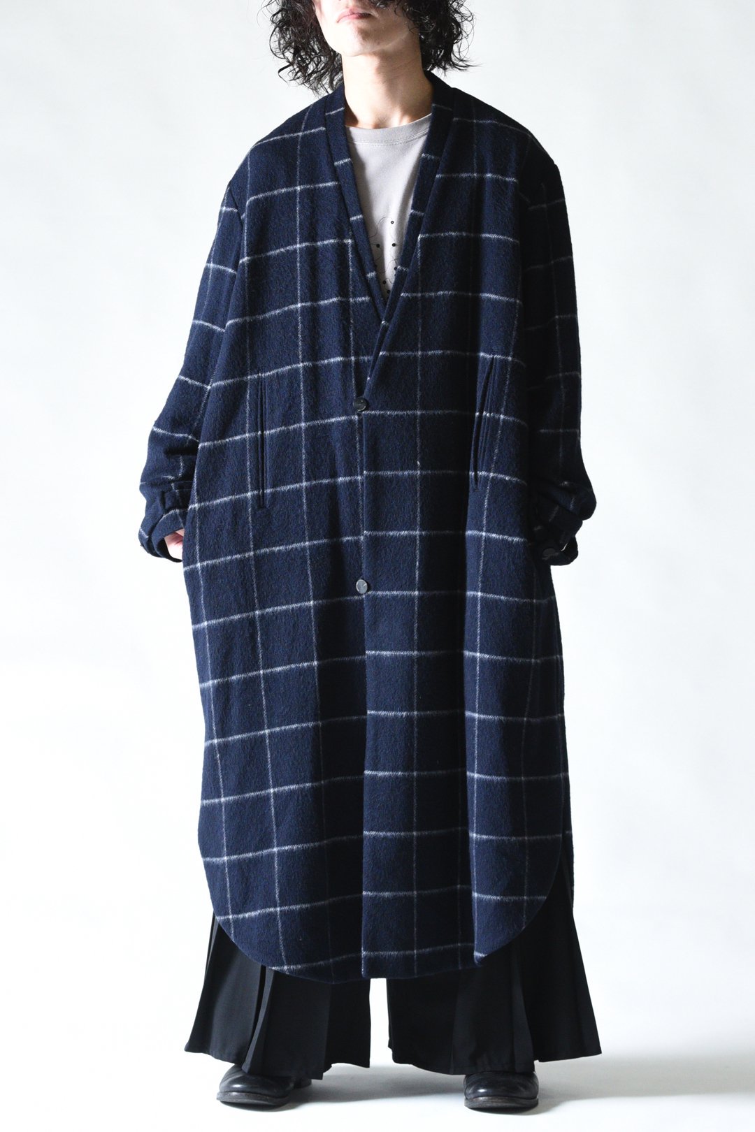 Edwina Horl NO COLLAR Long COAT SHAGGY check