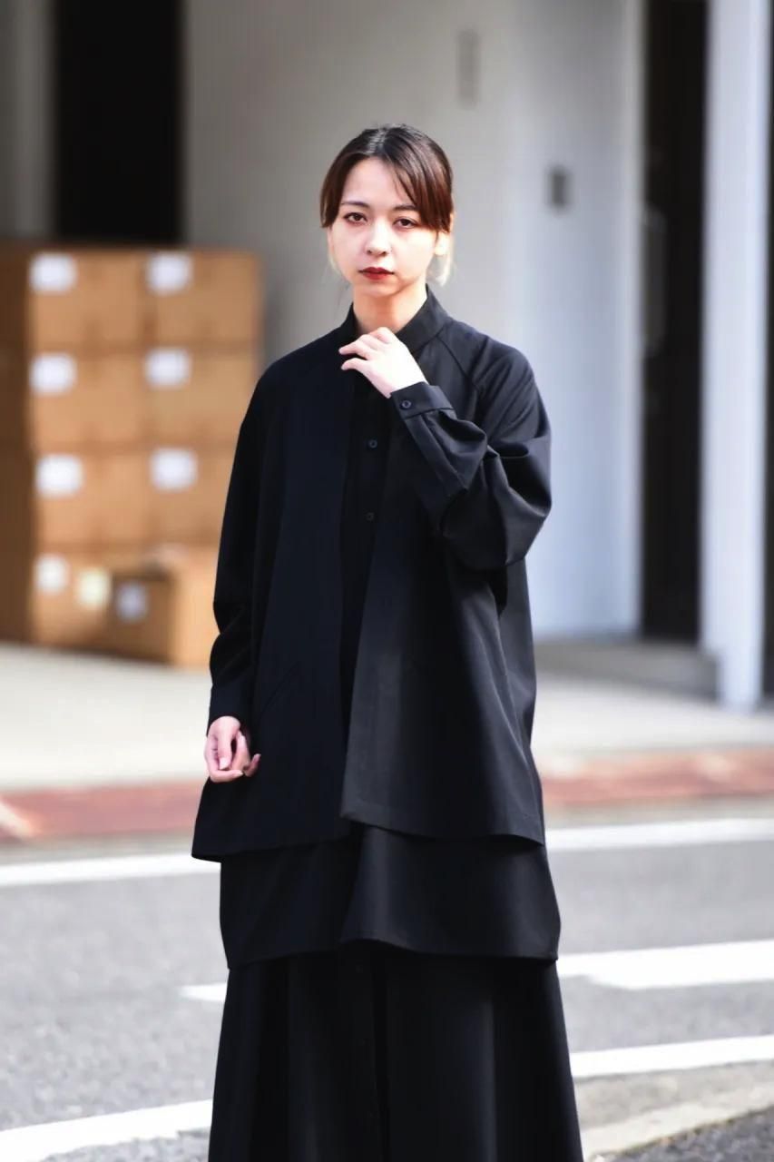 【美品】background イタリア製　ビジュー　チュール　シャツ　黒　モード BISHOOL Wool Gabardine Big Pocket Shirt black - BISHOOL