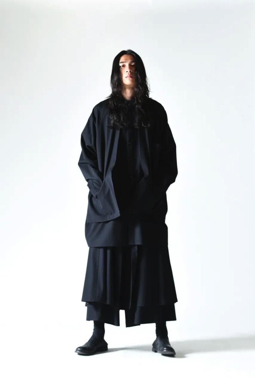 BISHOOL Wool Gabardine Layered Stand Shirt Jacket - BISHOOL