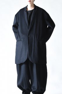 BISHOOL Angora Wool 02 Lapel Long Jacket black