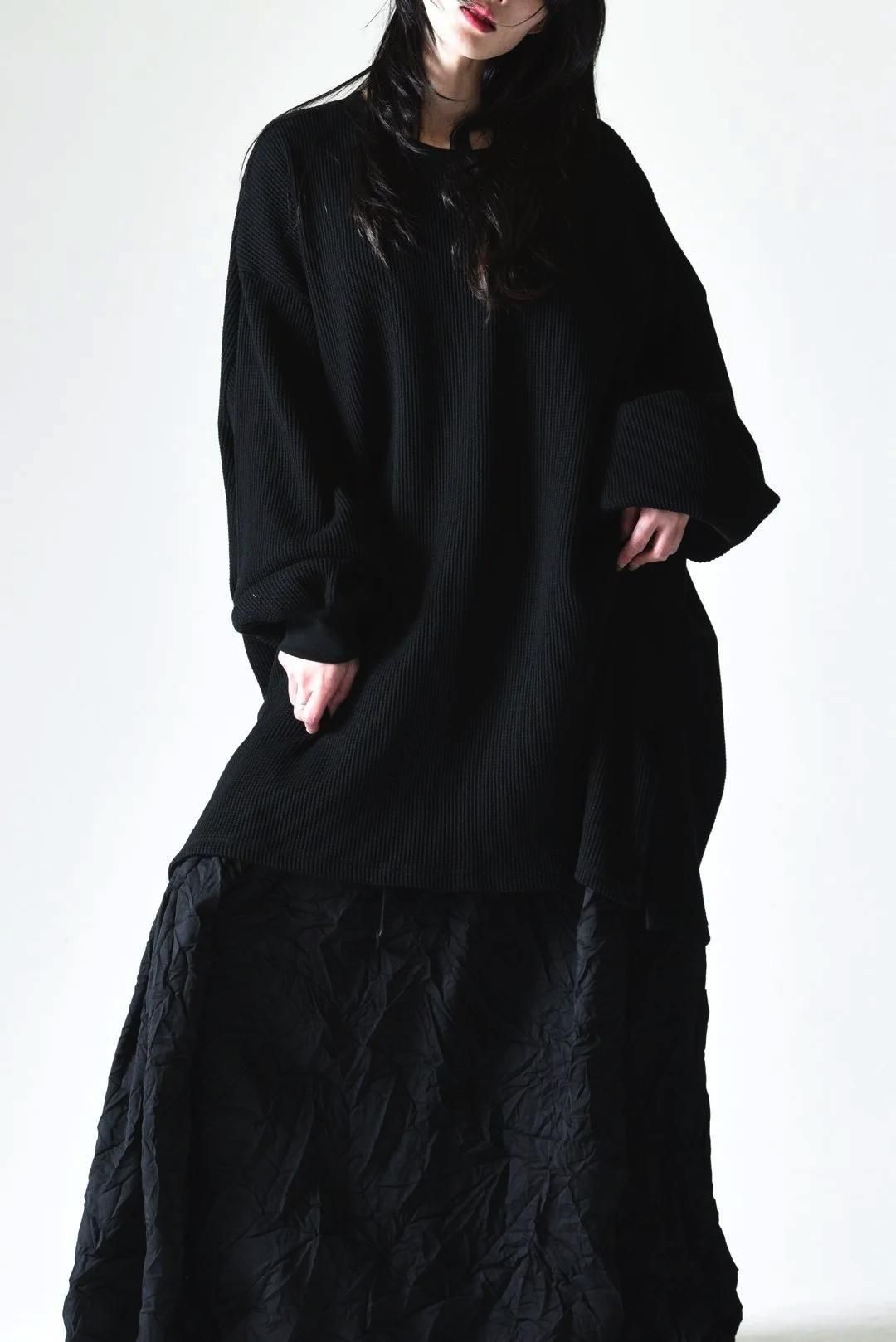 BISHOOL Heavy Waffle Knit LS Rib Big-T black - BISHOOL BISHOOL Heavy Waffle Knit LS Rib Big-T black - BISHOOL