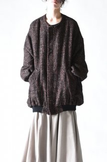 BISHOOL Wool Tweed Bomber Jacket red mix