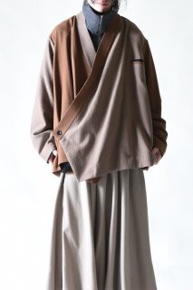 BISHOOL Refine Wool KIMONO Drape Jacket beigechoco