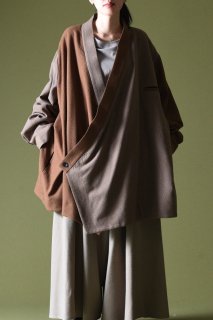 BISHOOL Refine Wool KIMONO Over Jacket beigechoco