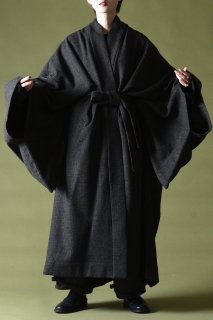 BISHOOL  KIMONO Coat Wool Tweed black