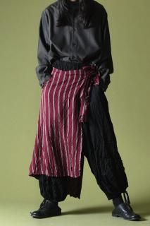BISHOOL Wrinkled Wool Gabardine Wrap Balloon Pants -Bishu Rayon Dobby-