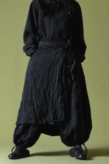 BISHOOL Wrinkled Wool Gabardine Wrap Balloon Pants