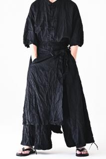 BISHOOL Wrinkled Wool Gabardine Wrap Balloon Pants