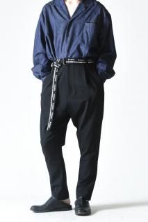 BISHOOL Wool Gabardine Belted 1 Tuck Slacks black