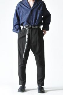 BISHOOL Wool Gabardine Belted 1 Tuck Slacks dark khaki
