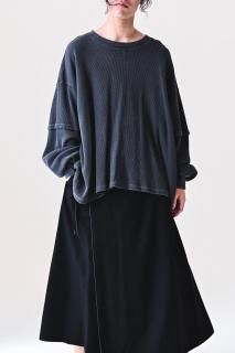 BISHOOL Layered Rib Waffle Pullover fade black