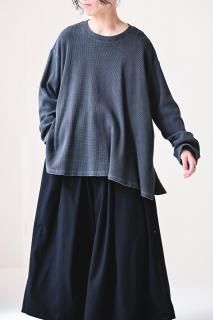 BISHOOL Waffle Drape Long Sleeve fade black