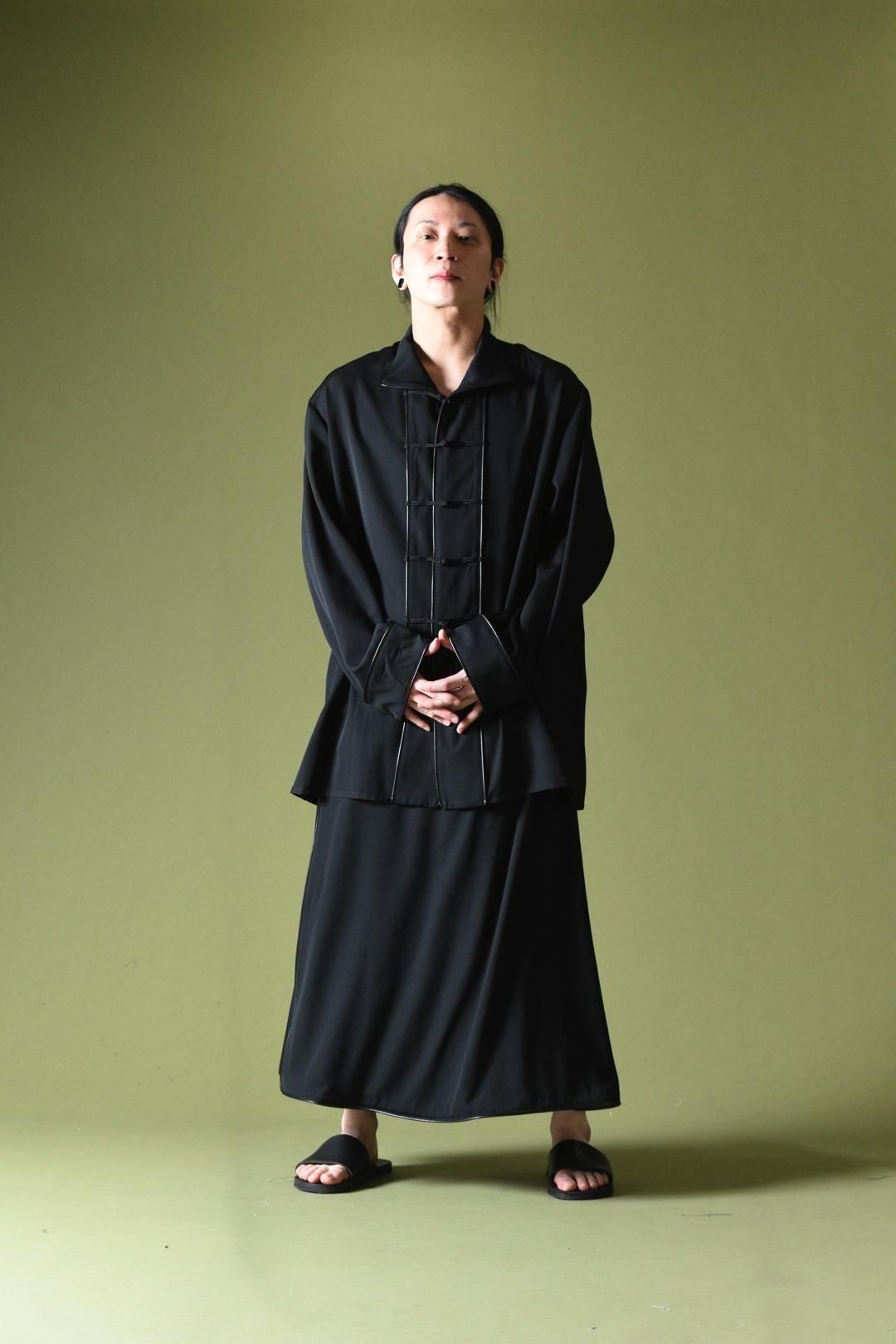 【美品☆高級インポートモデル☆上品デザイン】ヴィヴィアン メルトンジャケット. BISHOOL Wool Gabardine Leather Piping China Jacket - BISHOOL