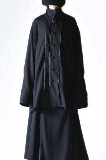 BISHOOL Wool Gabardine Leather Piping China Jacket