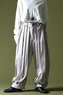 BISHOOL Dress Satin Wide Pleats Lantern Pants gray