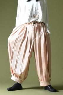 BISHOOL Dress Satin Wide Pleats Lantern Pants pink