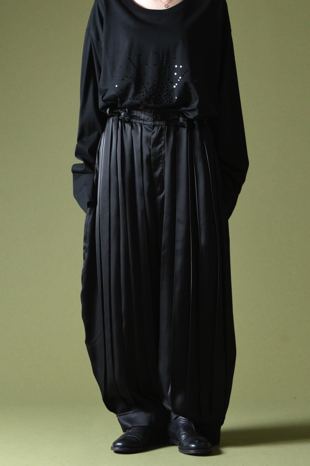 BISHOOL Dress Satin Wide Pleats Lantern Pants black