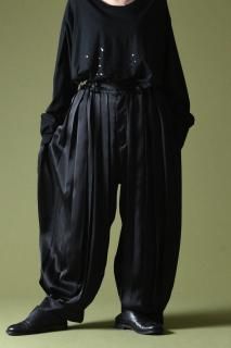 BISHOOL Dress Satin Wide Pleats Lantern Pants black